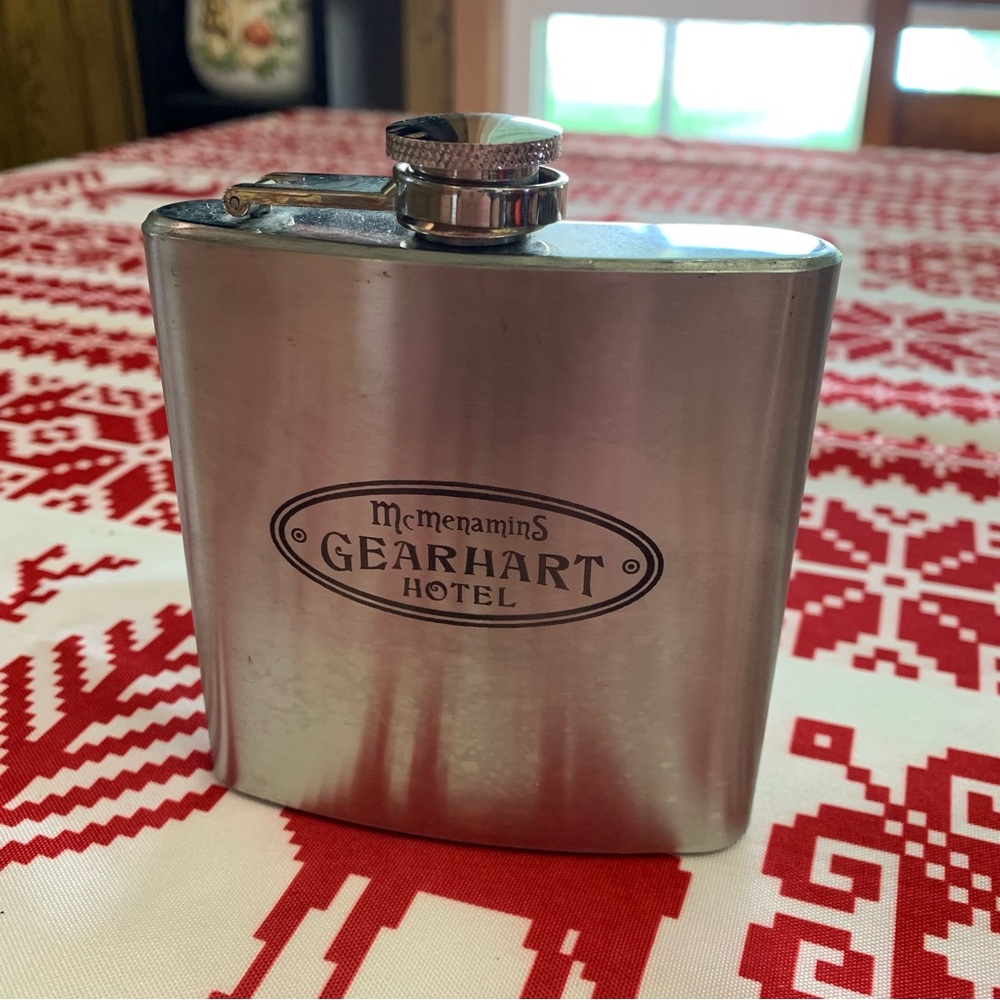 McMenamins Gearhart Hotel Silver Color Metal Flask